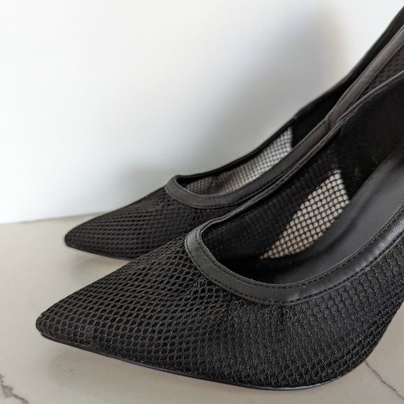 Open Edit Daria Black Mesh Pumps Heels Shoes - Picture 3 of 7